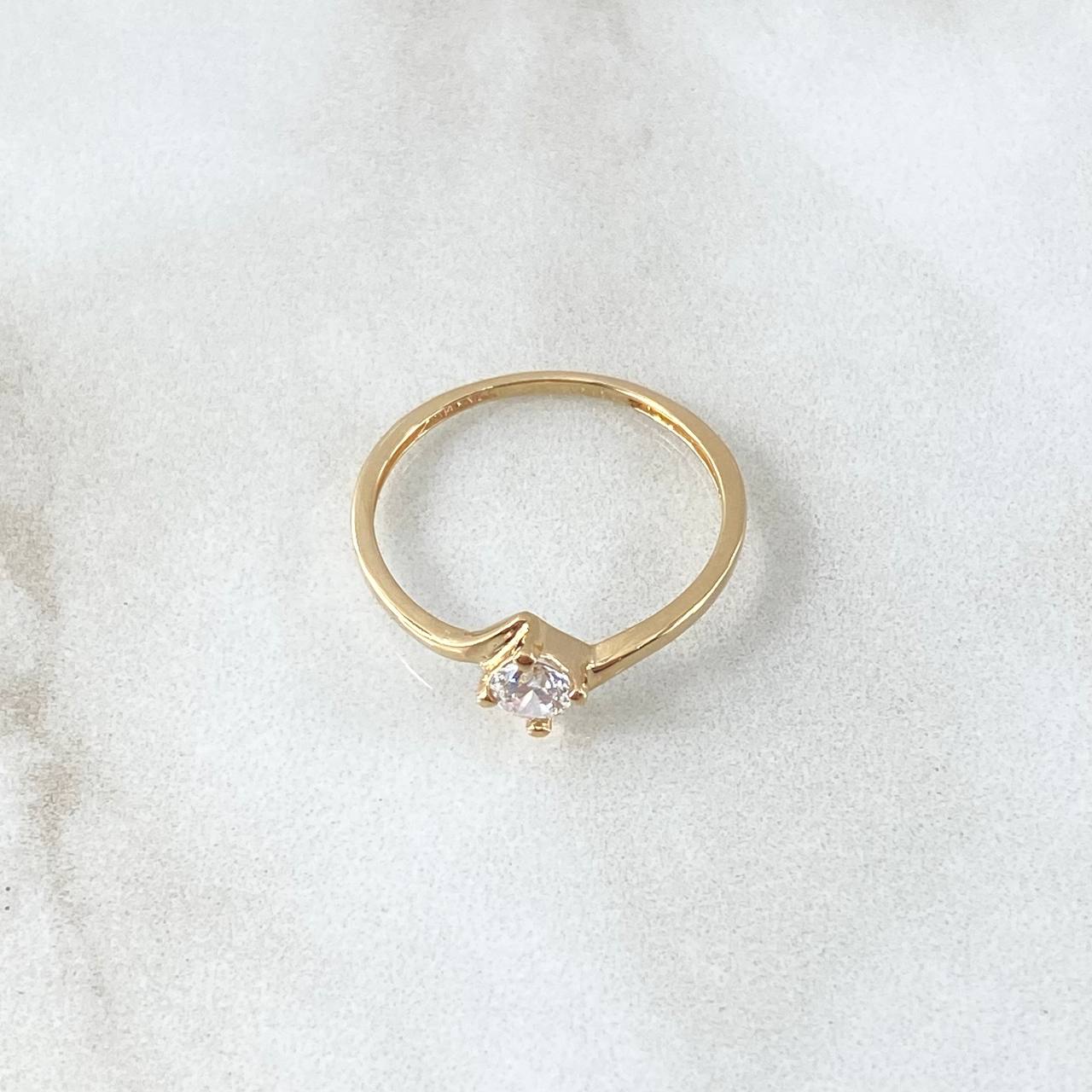 Ring Solitaire 1.3gr / T6 1/2 / White Zircon Yellow Gold 18K