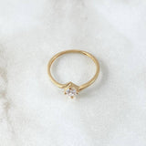 Ring Solitaire 1.3gr / T6 1/2 / White Zircon Yellow Gold 18K