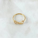 Anillo Infinito Hoja Cruzada 1.35gr / T6 / Circones Blancos Oro Amarillo 18K