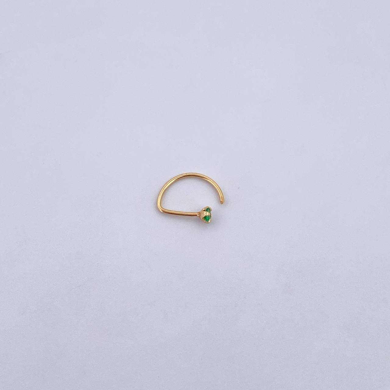 Flat Head Arch Piercing 0.15gr / 1cm / Green Zircon 18K Yellow Gold (Jewel) &