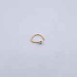 Flat Head Arch Piercing 0.15gr / 1cm / Green Zircon 18K Yellow Gold (Jewel) &