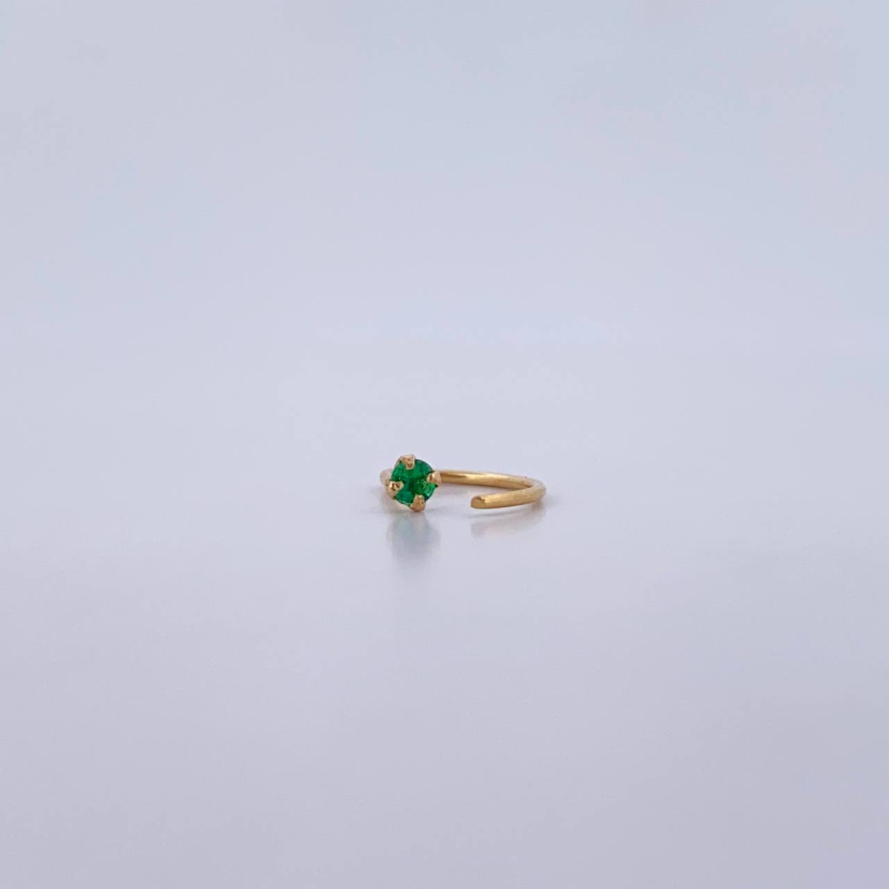 Flat Head Arch Piercing 0.15gr / 1cm / Green Zircon 18K Yellow Gold (Jewel) &