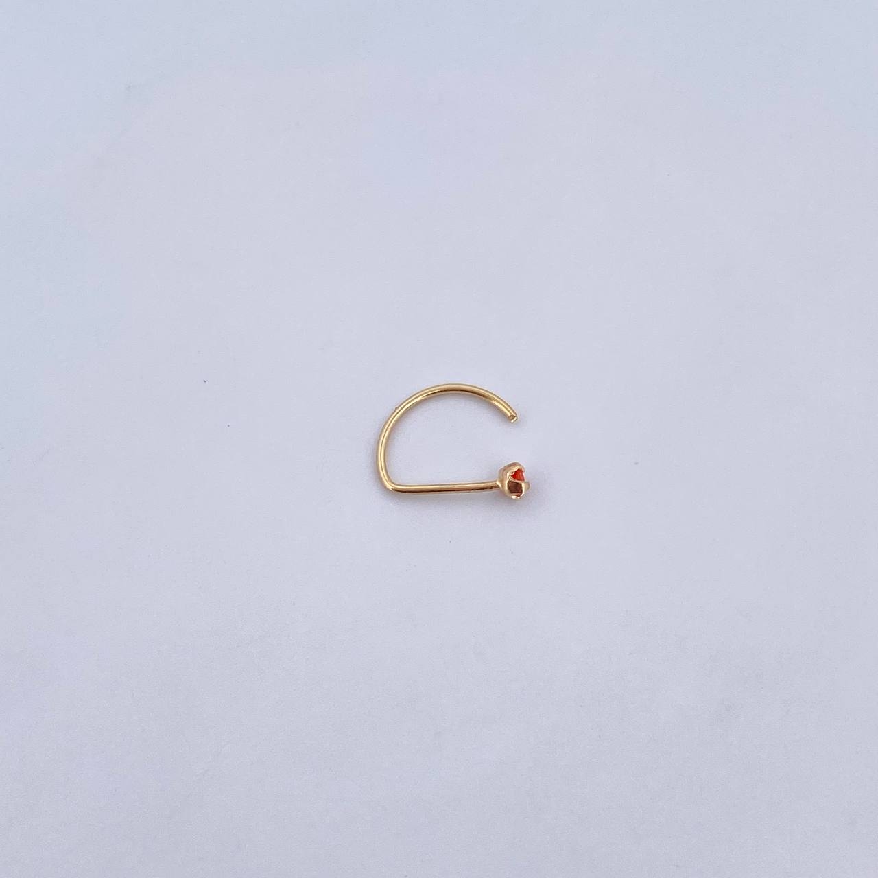 Flat Head Arch Piercing 0.15gr / 1cm / Orange Zircon 18K Yellow Gold (Jewel) &