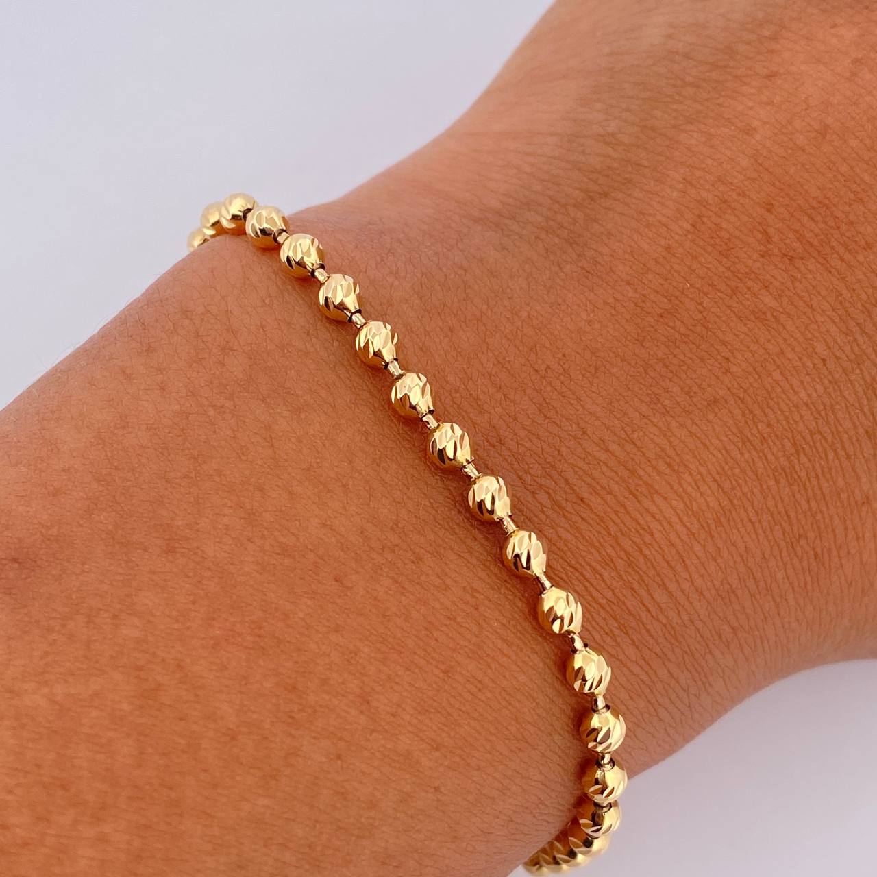 Pulso Militar 5.45gr / 19.4cm / 2.7mm Diamantado Oro Amarillo 18K $