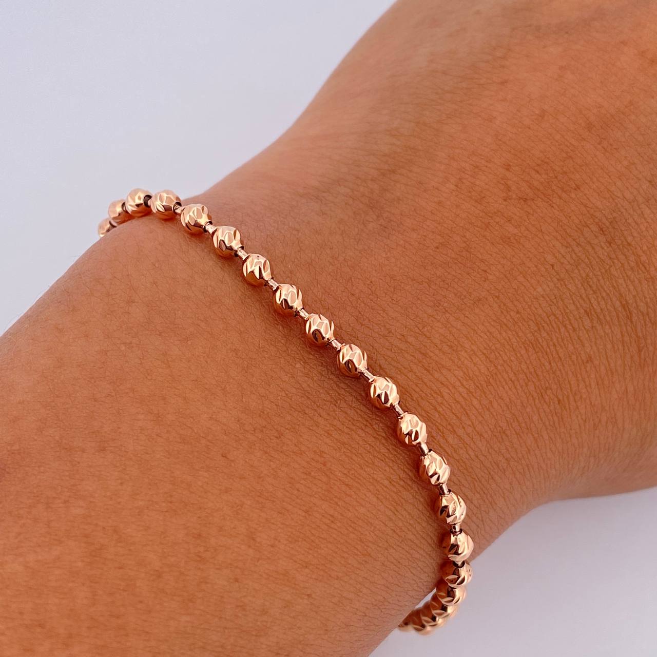 Bracelet Military 5.3gr / 19.3cm / 3mm Diamond Cut 18K Rose Gold &