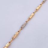 Pulso Rustico Rectangular Eslabon 5.2gr / 21.2cm / 3.3mm Diamantado Dos Oros Amarillo Blanco 18K $