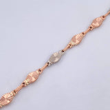 Ankle Bracelet Link 5.75gr / 26.1cm / 5.4mm Diamond Cut Two-tone White and Rose Gold 18K &