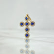 Pendant Cross Tupida 1.85gr / 2.8cm / White and Blue Zircons 18K Yellow Gold