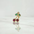 Pendant Cherries 1.2gr / 2.2cm / Fuchsia and Green Zircons 18K Yellow Gold