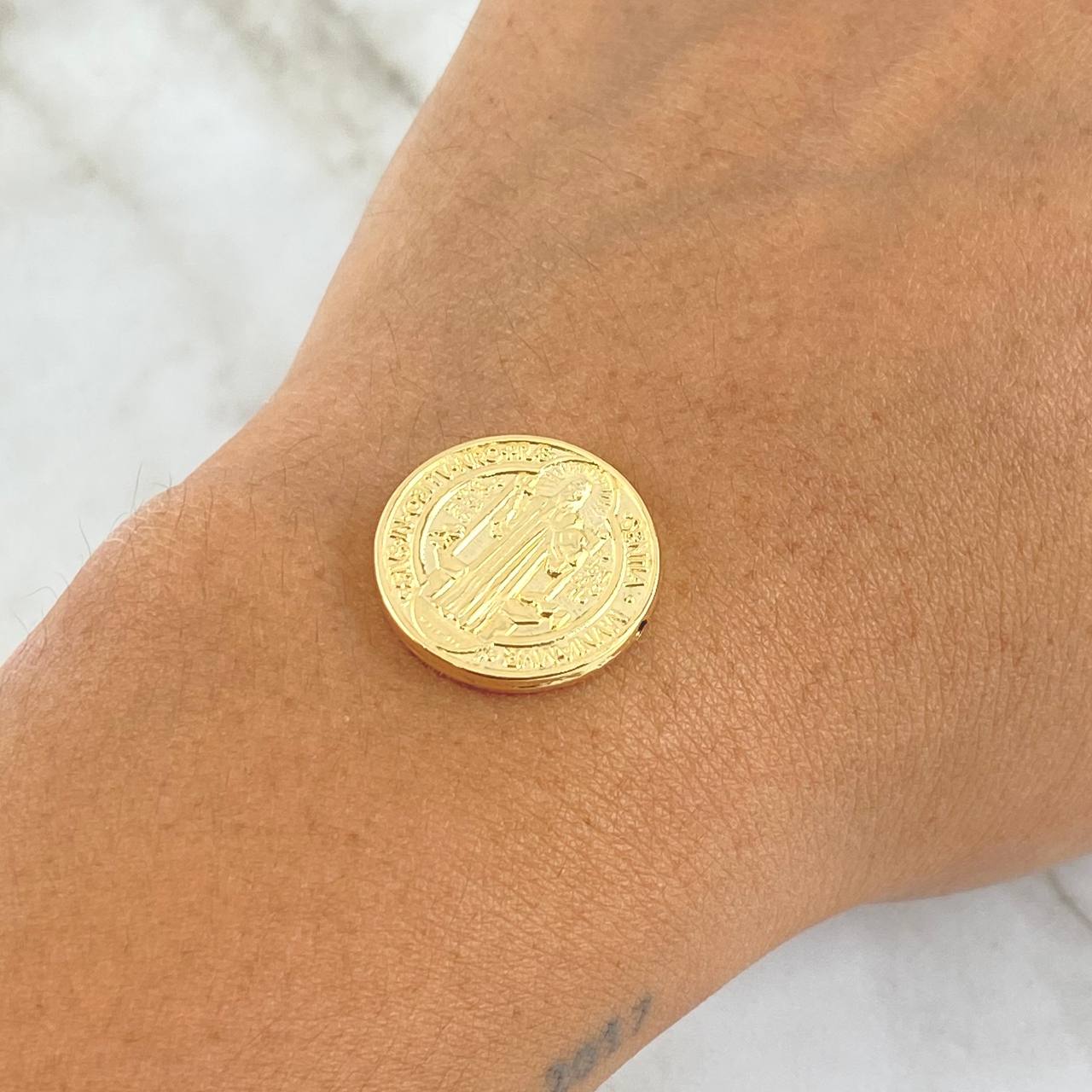 Herraje San Benito 1.55gr / 1.9cm-Tambor Oro Amarillo 18K *