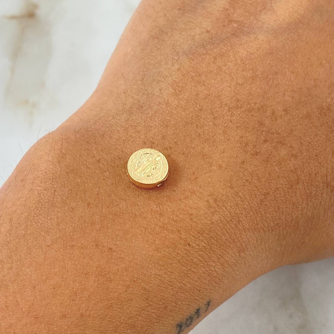 Herraje San Benito 0.35gr / 8mm Tambor Oro Amarillo 18K *