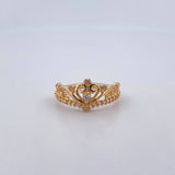 Crown Ring 2.7gr / Size 7 / White Zircons 18K Yellow Gold $