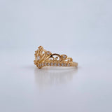 Crown Ring 2.7gr / Size 7 / White Zircons 18K Yellow Gold $
