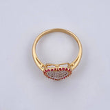 Heart Ring Tupido 2.7gr / Size 7 1/4 / White and Fuchsia Zircons Two 18K Yellow and White Golds $