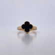 Anillo Trebol 4.1gr / T8 1/4 / Onix Negro Oro Amarillo 18K $