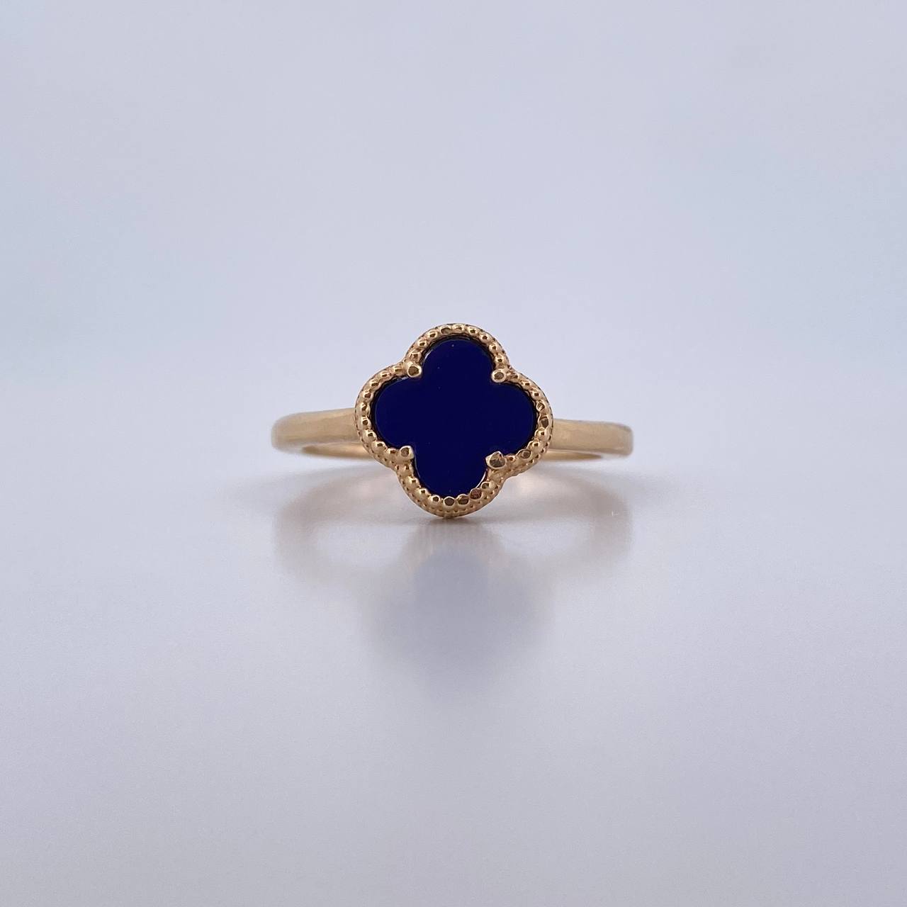 Ring Clover 3.15gr / Size 6 3/4 / Purple Stone 18K Yellow Gold $