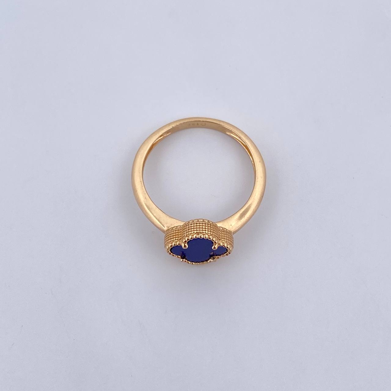 Ring Clover 3.15gr / Size 6 3/4 / Purple Stone 18K Yellow Gold $