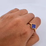 Ring Clover 3.15gr / Size 6 3/4 / Purple Stone 18K Yellow Gold $
