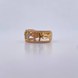 Three Crosses Band Ring 3.85gr / Size 7 1/4 / White Zircons Three 18K Gold $