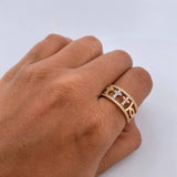 Three Crosses Band Ring 3.85gr / Size 7 1/4 / White Zircons Three 18K Gold $
