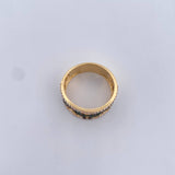 Half Flower Ring 5.7gr / Size 8 / White Zircons Green Yellow Gold 18K $