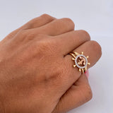Anchor Steering Wheel Ring 2.85gr / Size 7 / White Zircons Three 18K Golds $