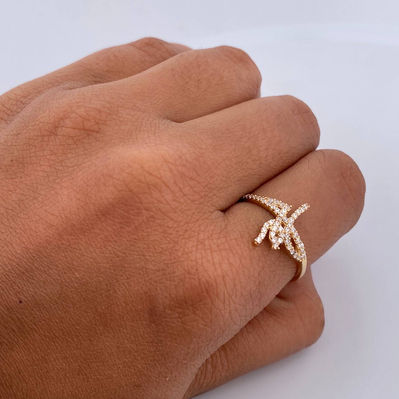 Ring Fe 1.9gr / T7 1/2 / White Zircons 18K Yellow Gold $