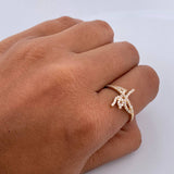 Ring Fe 1.9gr / T7 1/2 / White Zircons 18K Yellow Gold $