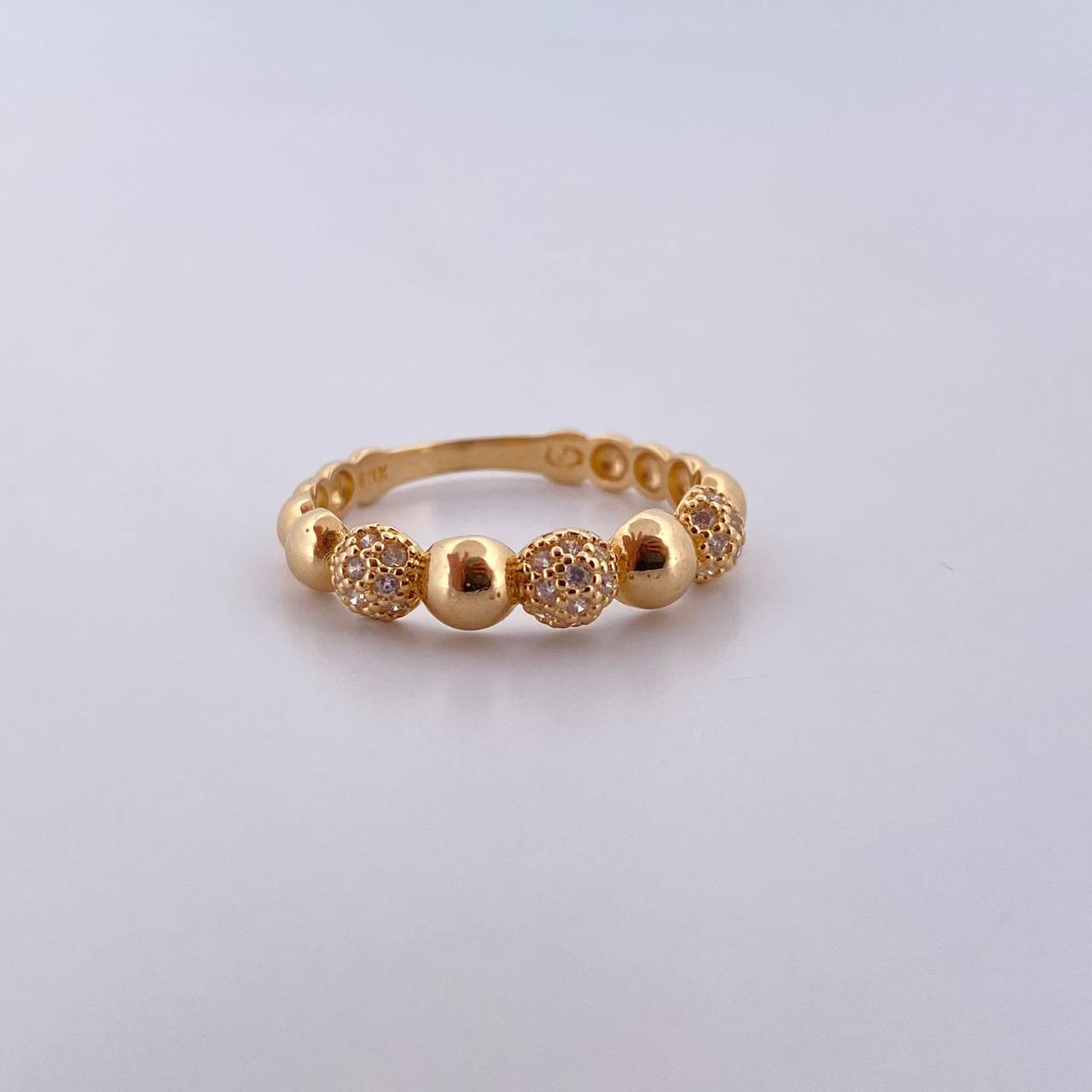Bubble Ring 2.3gr / T6 1/4 / White Zircons 18K Yellow Gold $