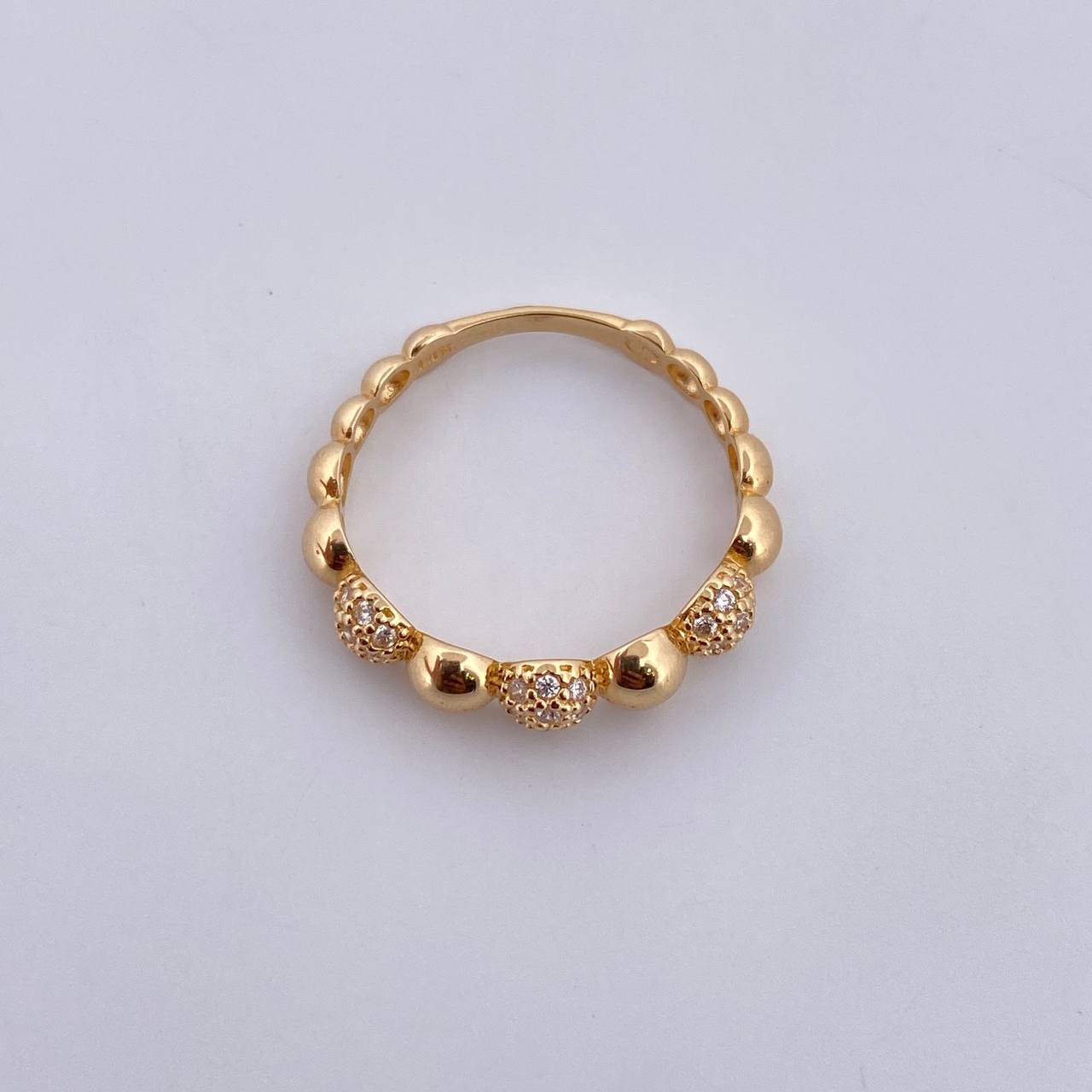Bubble Ring 2.3gr / T6 1/4 / White Zircons 18K Yellow Gold $