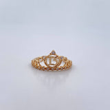 Crown Ring 15's 1.8gr / T5 1/4 / White Zircons 18K Yellow Gold $