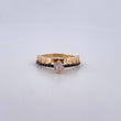 Ring Solitaire Heart Churumbela 2.3gr / Size 6 1/4 / Black and White Zircons 18K Yellow Gold $