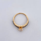 Ring Solitaire Heart Churumbela 2.3gr / Size 6 1/4 / Black and White Zircons 18K Yellow Gold $