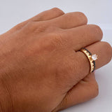 Ring Solitaire Heart Churumbela 2.3gr / Size 6 1/4 / Black and White Zircons 18K Yellow Gold $