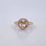 Ring 15's 2.1gr / T5 3/4 / White Zircons Two 18K Yellow White Gold $