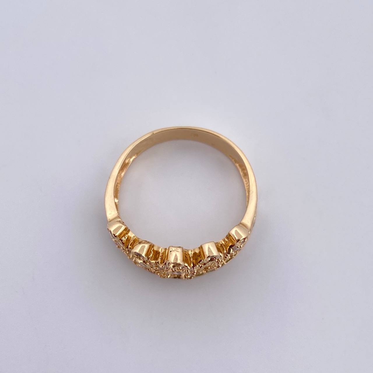 Crown Ring 3.9gr / Size 7 1/2 / White Green Zircons Yellow Gold 18K $