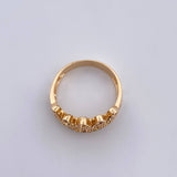 Crown Ring 3.9gr / Size 7 1/2 / White Green Zircons Yellow Gold 18K $