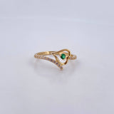 Heart Ring Churumbela 1.8gr / Size 7 1/2 / White Zircons Yellow Gold 18K $