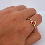 Heart Ring Churumbela 1.8gr / Size 7 1/2 / White Zircons Yellow Gold 18K $