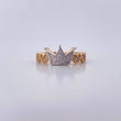 Heart Crown Ring 2.65gr / Size 6 3/4 / White Zircons Two-tone 18K Yellow and White Gold $
