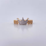 Heart Crown Ring 2.65gr / Size 6 3/4 / White Zircons Two-tone 18K Yellow and White Gold $