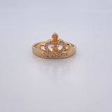 Crown Ring 15's 2.2gr / T6 1/4 / White Zircons 18K Yellow Gold $