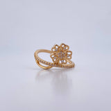 Flower Ring Churumbela 3.35gr / Size 7 1/2 / White Zircons 18K Yellow Gold $