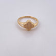 Ring Clover 2.3gr / Size 6 1/4 / White Zircons 18K Yellow Gold $