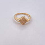 Ring Clover 2.3gr / Size 6 1/4 / White Zircons 18K Yellow Gold $