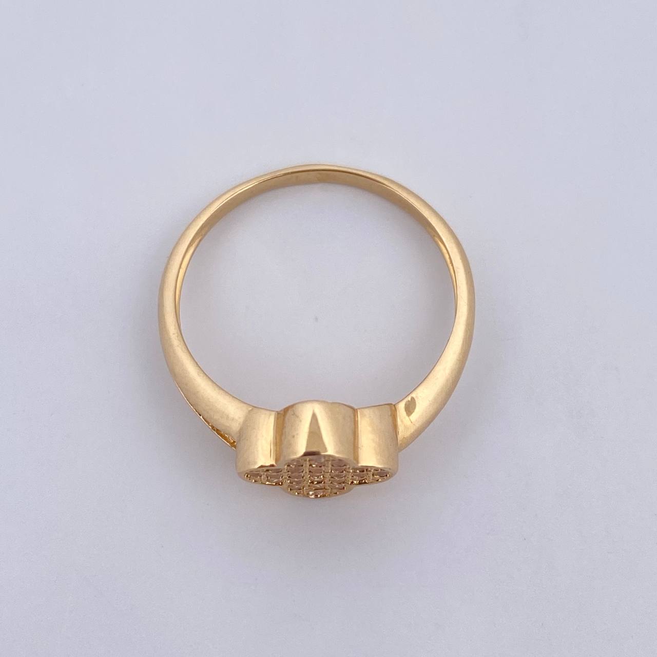 Ring Clover 2.3gr / Size 6 1/4 / White Zircons 18K Yellow Gold $