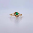 Heart Ring 1.95gr / Size 5 3/4 / White Zircons Green 18K Yellow Gold $