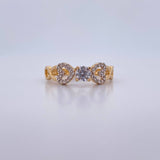 Ring Solitaire Heart Infinity 2.35gr / Size 6 1/2 / White Zircons Two Yellow White 18K Gold $
