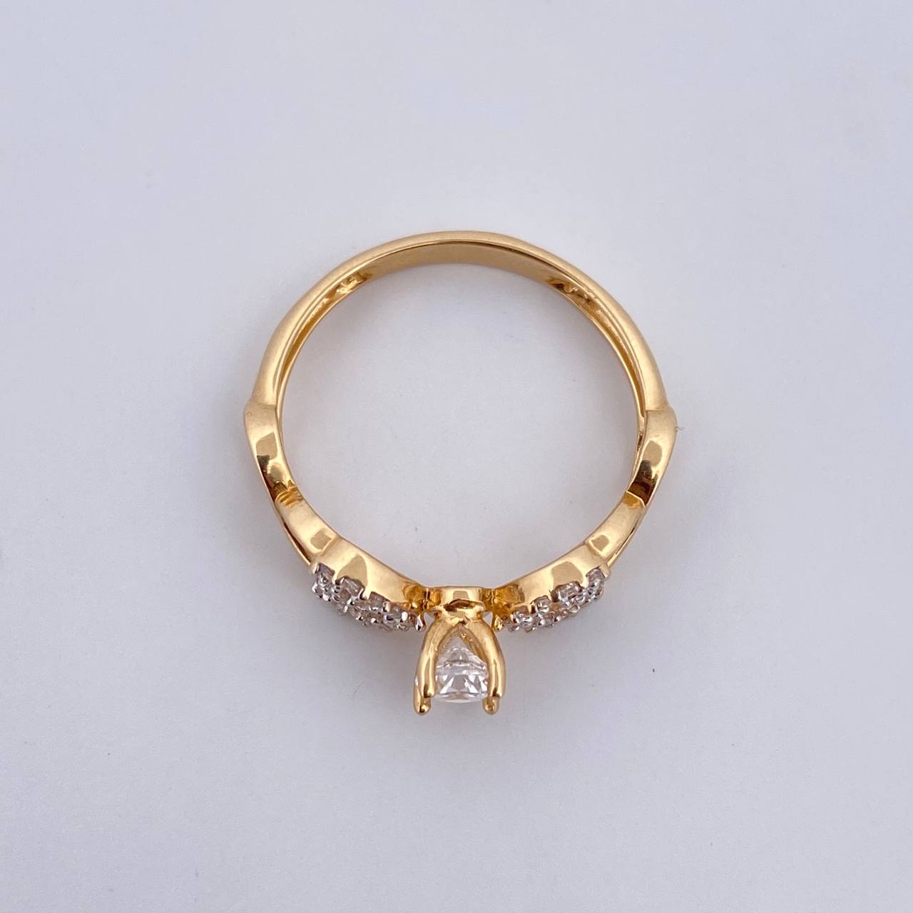 Ring Solitaire Heart Infinity 2.35gr / Size 6 1/2 / White Zircons Two Yellow White 18K Gold $