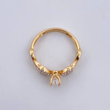 Ring Solitaire Heart Infinity 2.35gr / Size 6 1/2 / White Zircons Two Yellow White 18K Gold $